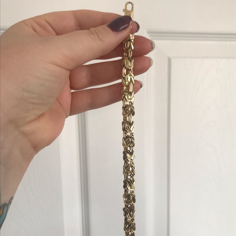 ✨ vintage 14K solid yellow gold solid chunky Byzantine bracelet stylish - Picture 15 of 16